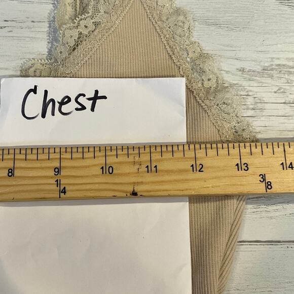 VTG Forever 21 small Y2K tan cream crop top cami lace coquette corset babydoll - Picture 4 of 5